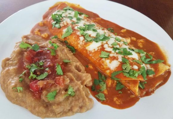 Cheese enchilada and refried beans.jpg