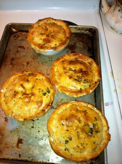 Seafood pot pies right out of the oven! so fresh and home made.jpg