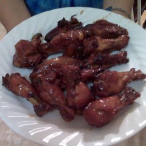 My teriyaki wings.  Camera phones aren't the best for taking pictures of good food. :)