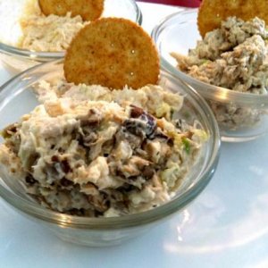 Three chicken salad dips: Mushroom Truffle, Balsamic Garlic and Hot Sesame.