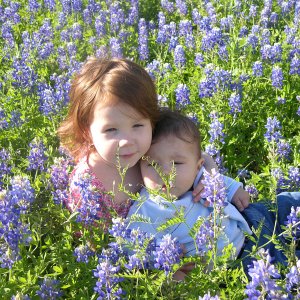 The kids playing among our state flower.