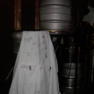 The Apron on the brew stand in the garage..