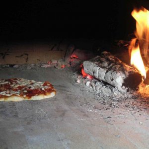 One of my first pizzas done in the wood fired bridk oven.