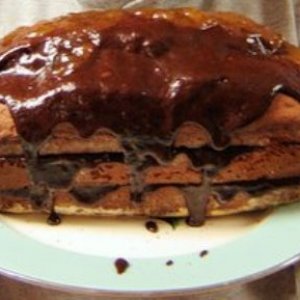 A chocolate loaf with a filling of melted dark chocolate and plum marmalade.  This has a 1/2 lb of chocolate in it.  1/4 in the loaf, and 1/4 in the f