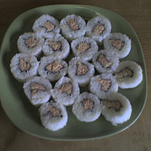 I made these Spicy Surimi Rolls. This was my first attempt at sushi, they came out really good if I do say so myself.