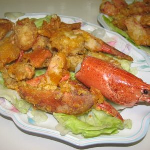 Lobster fried with cheese. An authentic Chinese cuisine.