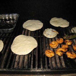 Grilling Shrimp Enchiladas with Molé