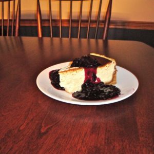 New York Style Cheesecake with Blueberry Topping