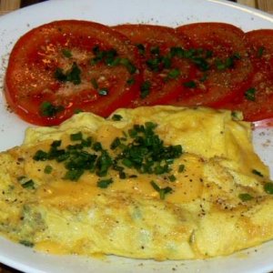 American cheese and chive omelet