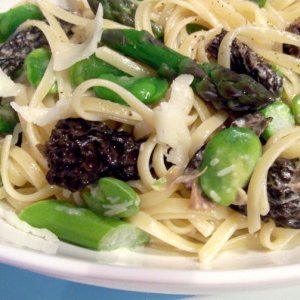 morels, asparagus and pasta. Yum.