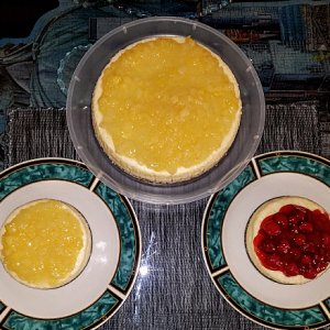 Pineapple & cherry cheesecakes