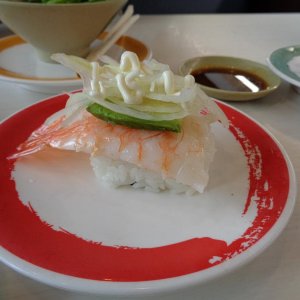 Shrimp and Avocado Nigiri Sushi at Genki Sushi