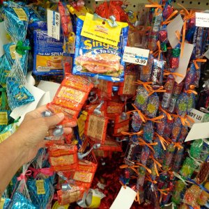In Hawaii we give leis of all sorts, even made out of Spam and Diamond Bakery Soda Crackers, a favorite!