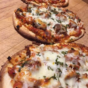 Pizzas on naan bread