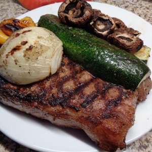 Grilled New York Strip Steak with grilled Veggies