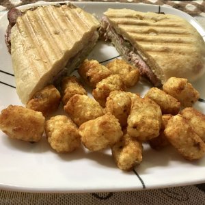 Cuban Style Sandwich with Tater Tots