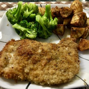 Pork Cutlet with Roasted Red Potatoes and Broccoli