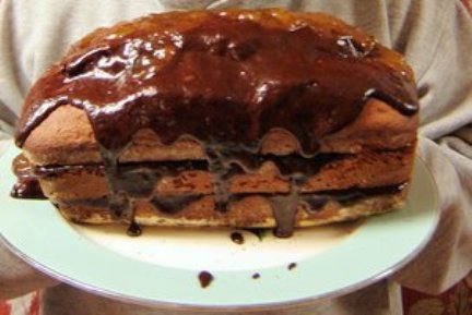 A chocolate loaf with a filling of melted dark chocolate and plum marmalade.  This has a 1/2 lb of chocolate in it.  1/4 in the loaf, and 1/4 in the f