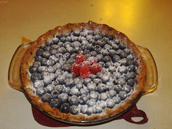 Blueberry Pie with powdered sugar