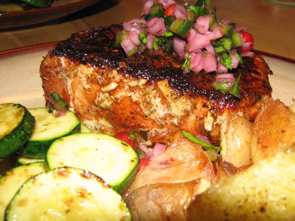 Chipotle-Rubbed Pork Chops with Red Currant Salsa