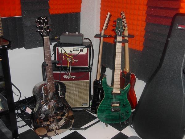 Guitars and hot rodded Epiphone amp