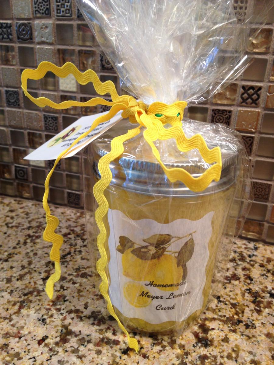 Homemade Meyer Lemon Curd that I put up and make all pretty like as Hostess Gifts.