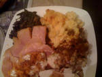 **Honey Ham, Mixed Greens, Rosted Turkey, Candied Yams, Stuffing And My Ultimate Home Made 4 Cheese Mac & Cheese..(*_*)