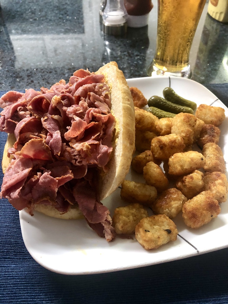 Hot Pastrami on a Homemade Roll