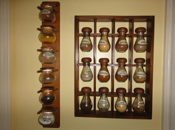 I received these two spice racks when I set up house-keeping more than 30 years ago. The spices were difficult to retrieve from the small bottles. The