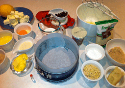 Ingredients for Almond Cheesecake with Marzipan Base