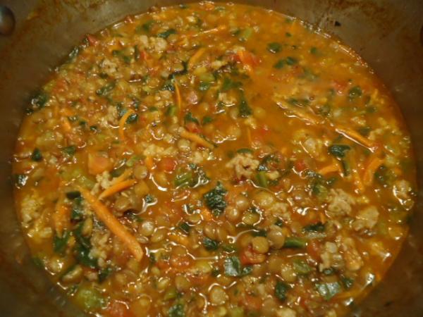 Lentil and Sweet Italian Sausage Stoup