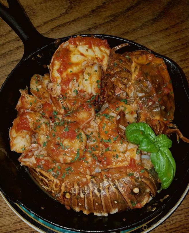 Lobster,scallops,shrimp&softshell crab stew.