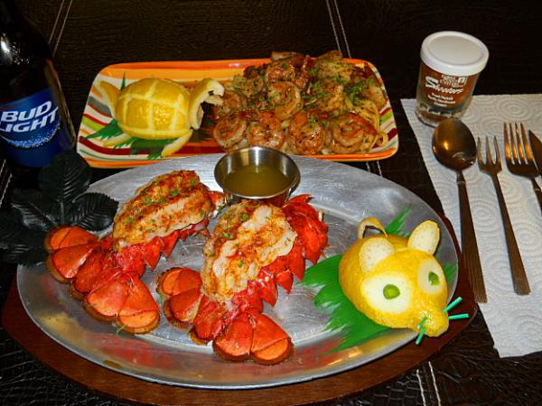 Lobster tails & shrimp scampi