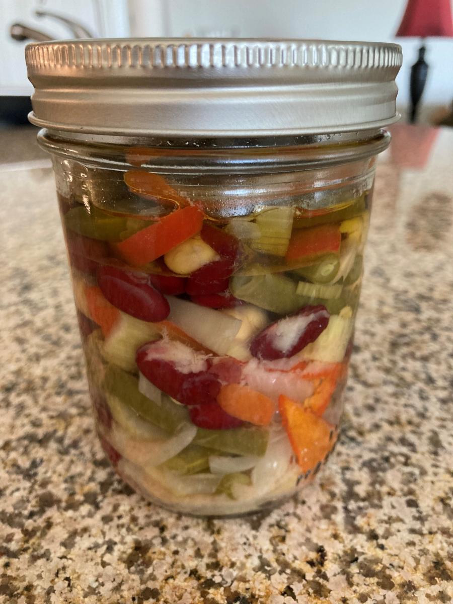 Made two batches of this, Three Bean Salad that I "canned".  Mom got some and so did my Neighborhood Gal Pals.