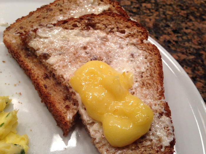 Meyer Lemon Curd on buttered toast