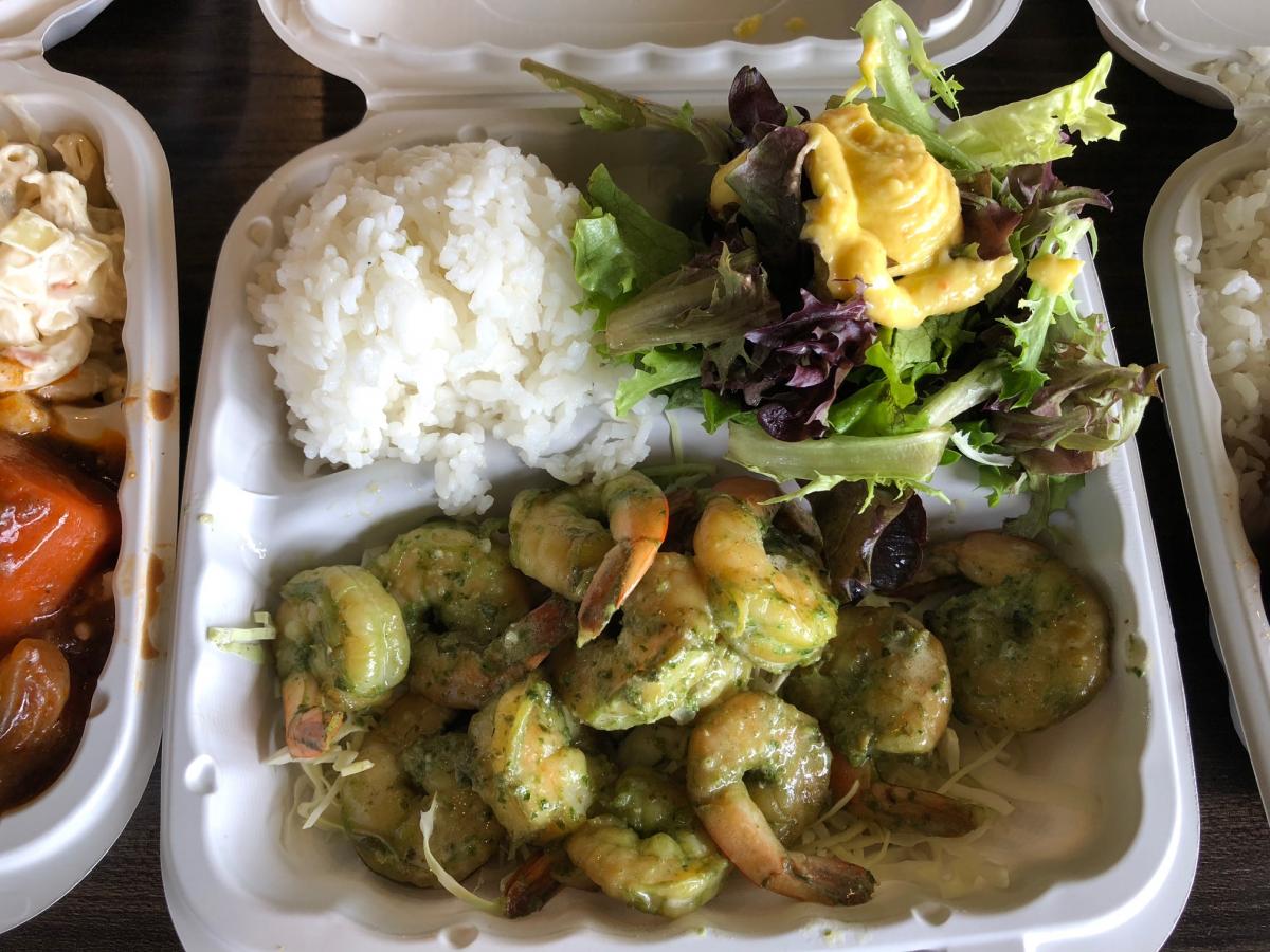 My plate at Nico's Kailua
Pesto Shrimp