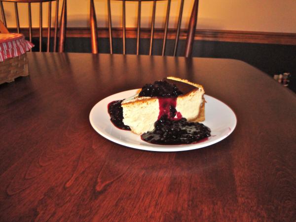 New York Style Cheesecake with Blueberry Topping