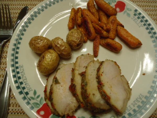 Roast Turkey Breast with Yukon Gold Potatoes and fresh Carrots