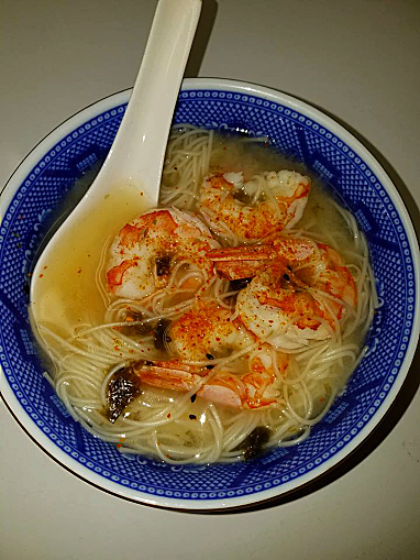 Somen noodles W/ togarashi seasoned shrimp