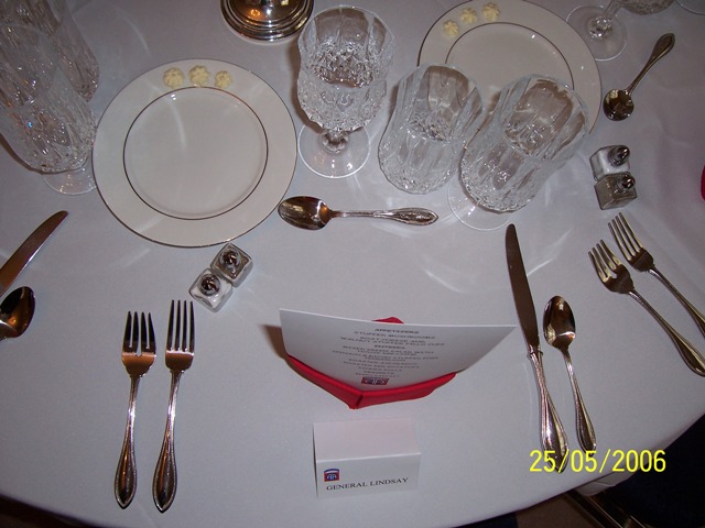 Table setting for General's Formal Dinner.