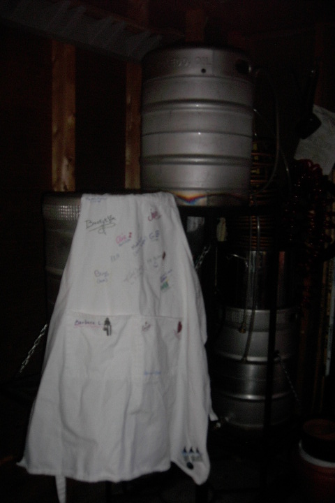 The Apron on the brew stand in the garage..