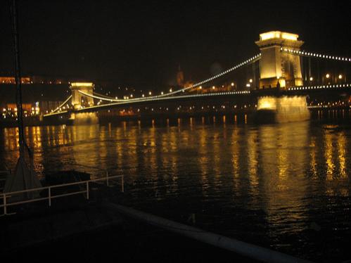 The Chain Bridge on the Danube in Budapest, Hungary.
