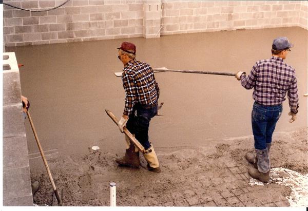 the pouring of the basement floor