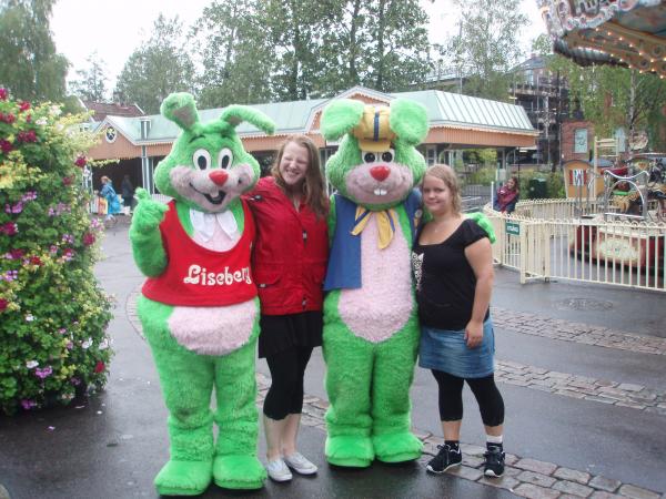 These are the "Liseberg rabbits" and two of my friends when we visited Göteborg this summer. Liseberg is the biggest amusement park in Sweden, and the