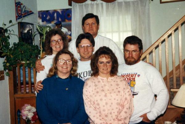 Top Row: Dad (Deceased)
Middle Row Left to Right: Aunt Debbie, Uncle John (deceased), Uncle Tom.
Bottom Row: Aunt Ellen, Aunt Gina.