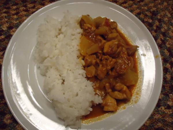 Trader Joe's Curry Simmer Sauce Chicken with steamed rice