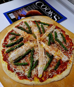 Walleye & asparagus pizza