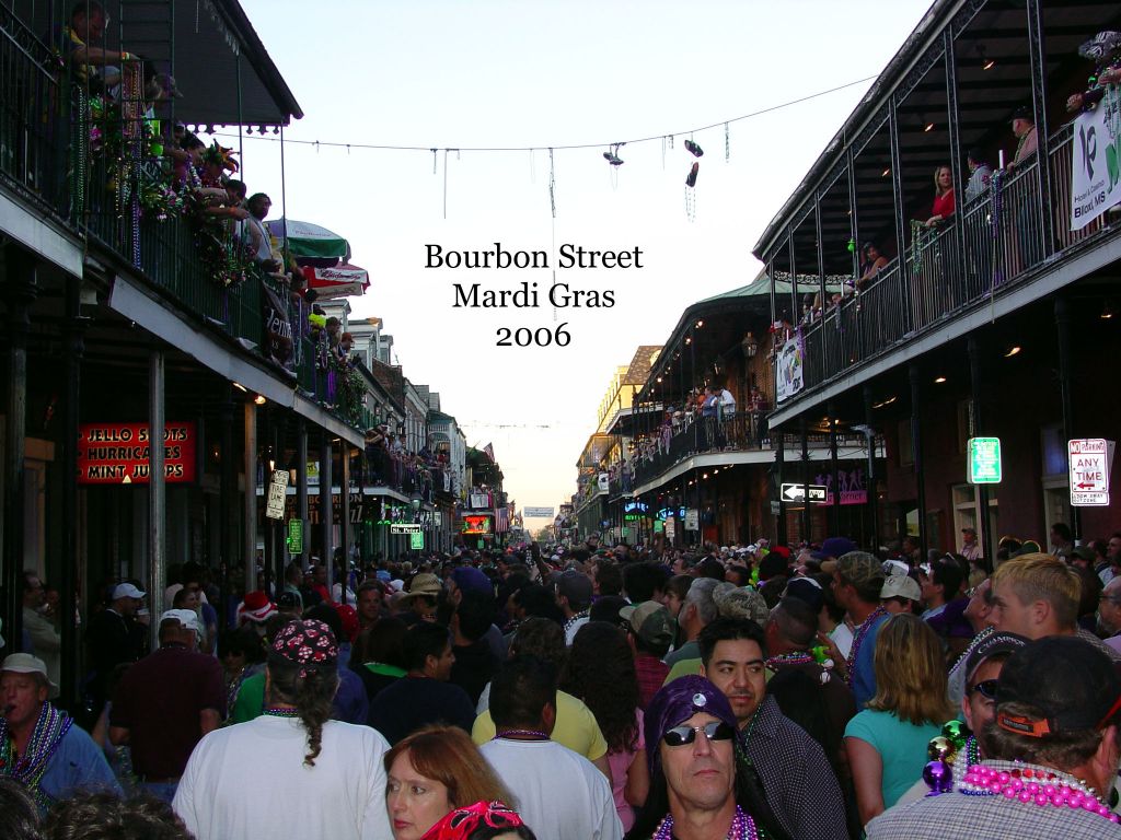 We go to Bourbon Street every year for Mardi Gras. As you can see, it is a little crazy....but fun.