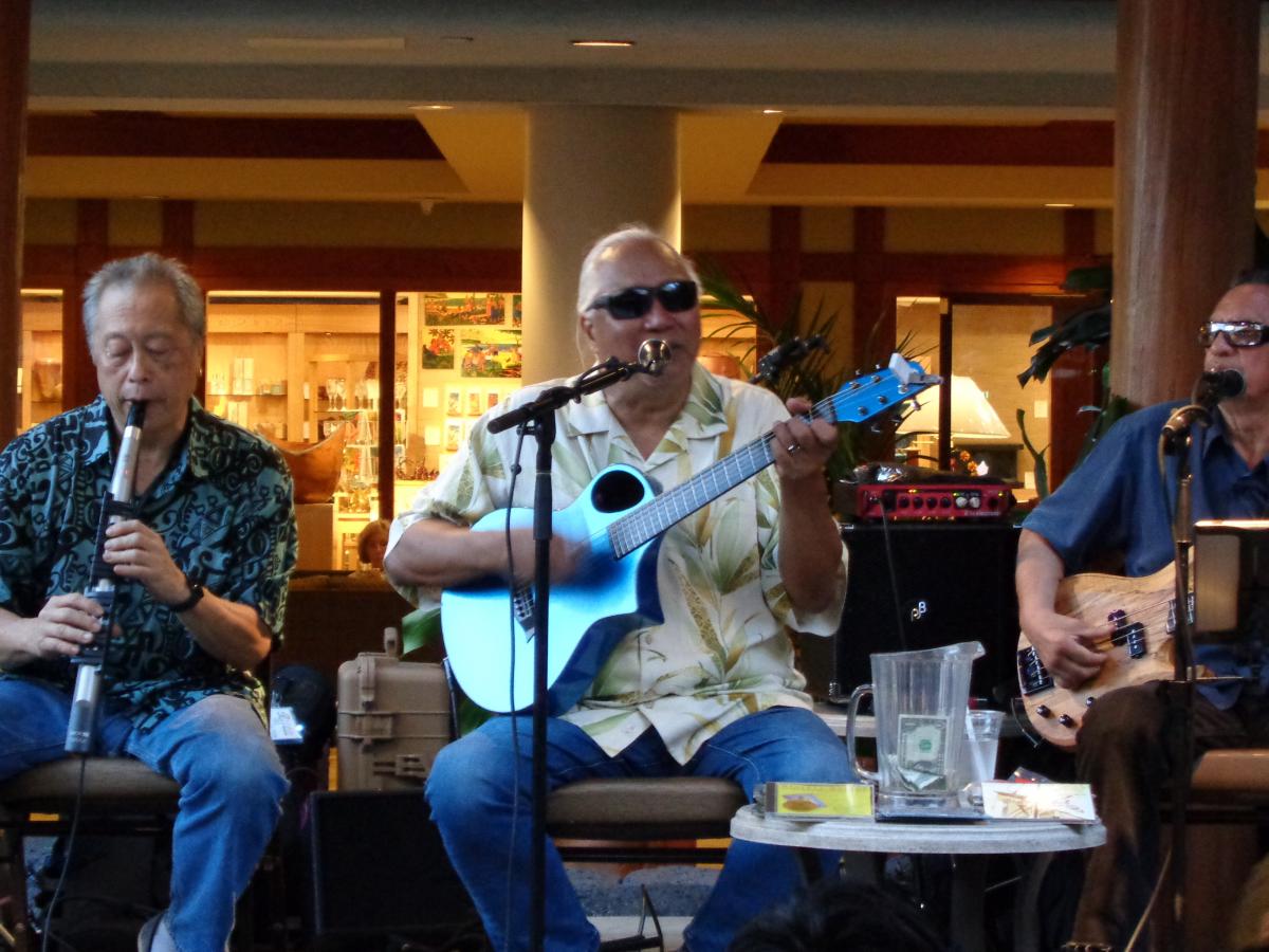 We got to see Brother Noland, a music biggy in Hawaii, for the price of a beer at the Kani Ka Pila Grille in the Outrigger Reef Hotel, not bad...