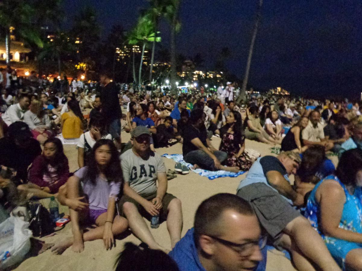 We went over to the Hilton Hawaiian Village for their Friday Night Fireworks display---a first for us lifelong residents---boy, was it crowded!